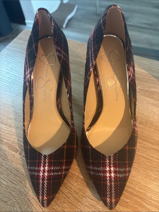 Jessica Simpson Shoes - Jessica Simpson Red and Black Plaid Pointed-Toe Pumps